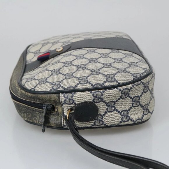 GUCCI GG Supreme Sherry Line Clutch Bag PVC Navy Red 89 01 034 Auth 103583 - Picture 7 of 16